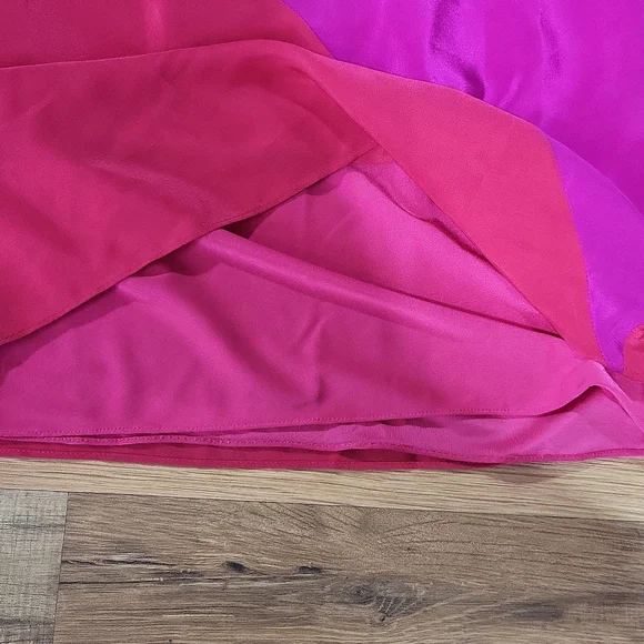 PHOEBE COUTURE 100% Silk Hot Pink & Purple Colorblock Shift Dress - Picture 8 of 14